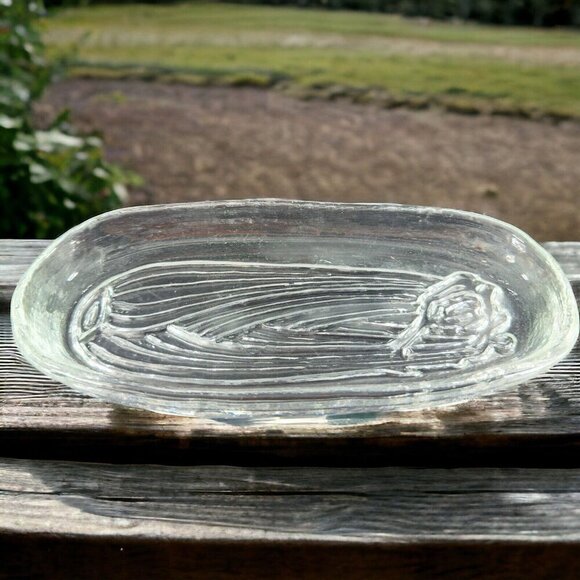Pilgrim Glass Condiment Relish Serving Dish Tray Celery Clear Heavy Dish - Picture 1 of 12